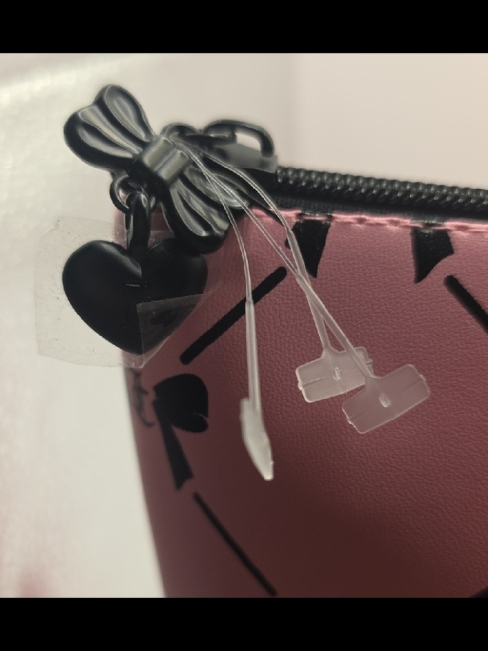 Juicy Couture Pink Cosmetic Pouch with Black Bow Print - Picture 6 of 8